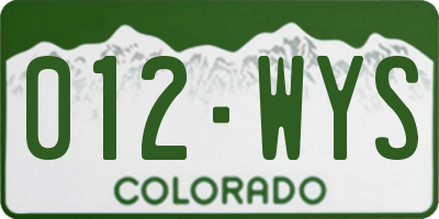 CO license plate 012WYS