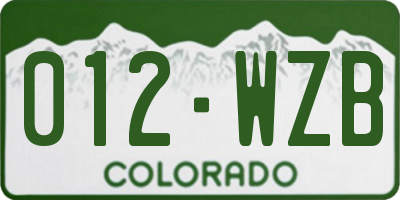 CO license plate 012WZB