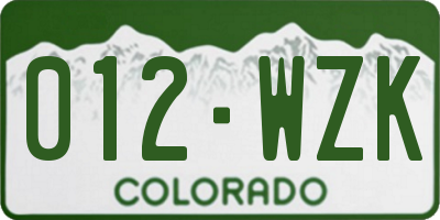 CO license plate 012WZK