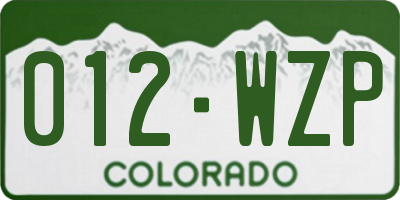 CO license plate 012WZP