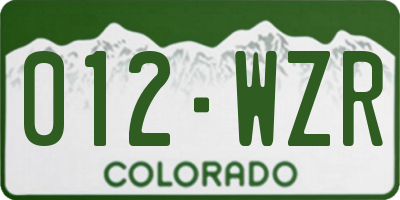 CO license plate 012WZR