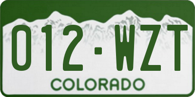 CO license plate 012WZT