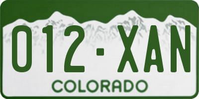 CO license plate 012XAN