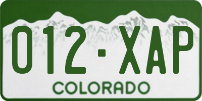 CO license plate 012XAP
