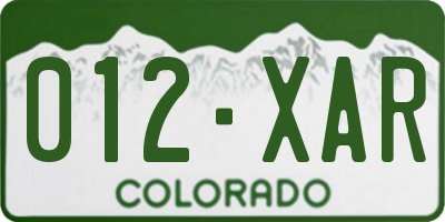 CO license plate 012XAR