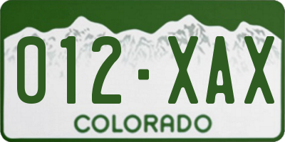 CO license plate 012XAX