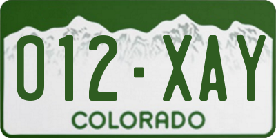 CO license plate 012XAY