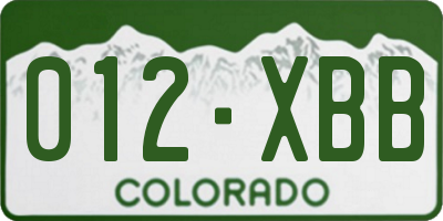 CO license plate 012XBB