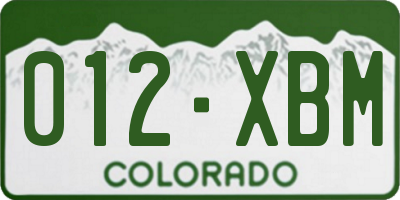 CO license plate 012XBM