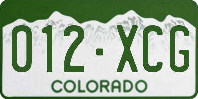 CO license plate 012XCG
