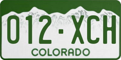 CO license plate 012XCH