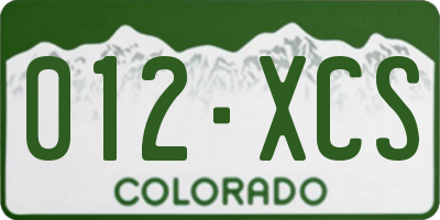 CO license plate 012XCS