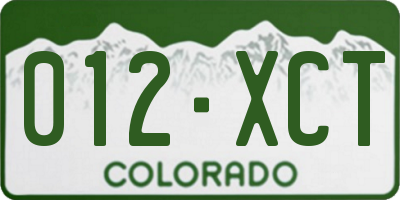 CO license plate 012XCT