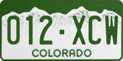 CO license plate 012XCW