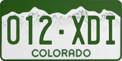 CO license plate 012XDI
