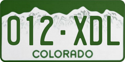 CO license plate 012XDL