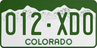CO license plate 012XDO