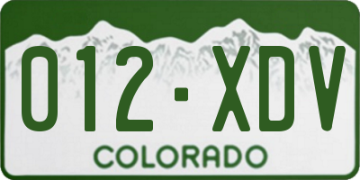 CO license plate 012XDV