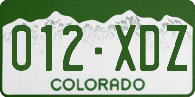 CO license plate 012XDZ