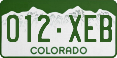 CO license plate 012XEB