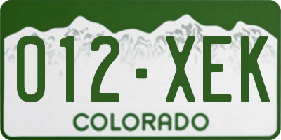 CO license plate 012XEK