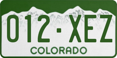 CO license plate 012XEZ