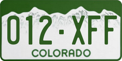 CO license plate 012XFF
