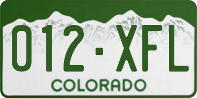CO license plate 012XFL