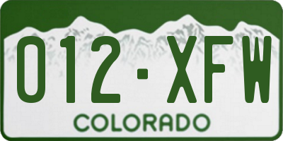 CO license plate 012XFW