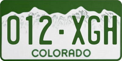 CO license plate 012XGH