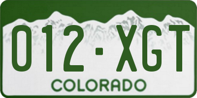 CO license plate 012XGT