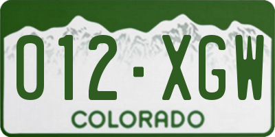 CO license plate 012XGW
