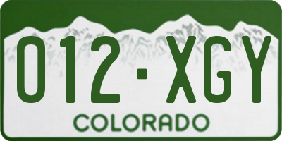 CO license plate 012XGY