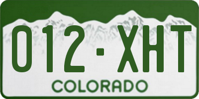 CO license plate 012XHT