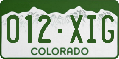 CO license plate 012XIG
