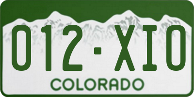 CO license plate 012XIO