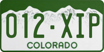 CO license plate 012XIP