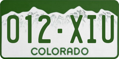 CO license plate 012XIU
