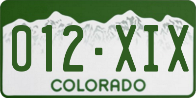 CO license plate 012XIX