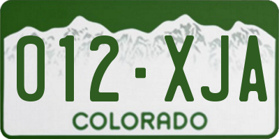 CO license plate 012XJA
