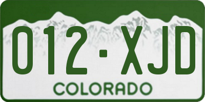 CO license plate 012XJD