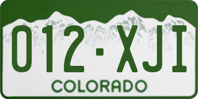 CO license plate 012XJI