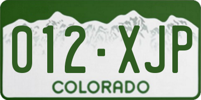 CO license plate 012XJP