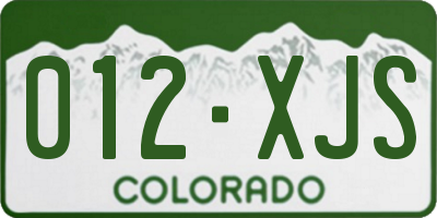 CO license plate 012XJS