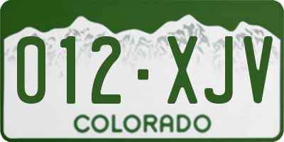 CO license plate 012XJV