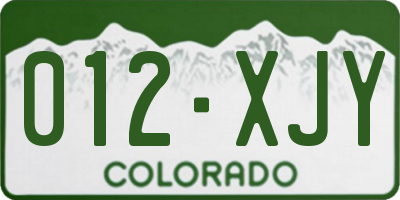 CO license plate 012XJY