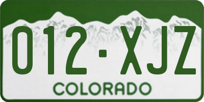 CO license plate 012XJZ