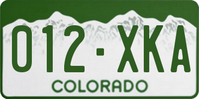CO license plate 012XKA