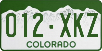 CO license plate 012XKZ