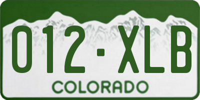 CO license plate 012XLB